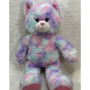 Build A Bear Rainbow Kitty Cat Plush Stuffed‎ Animal 16" BABW Talks "I Love You"